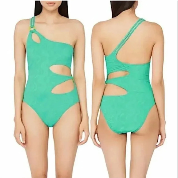 NWT Trina Turk Cascais Wave One Shoulder One-Piece Swimsuit 8 - Picture 1 of 6